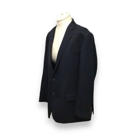 Haggar Active Series Mens 2 Button Tailor Fit Solid Blazer, Navy, size 46R - Picture 2 of 9